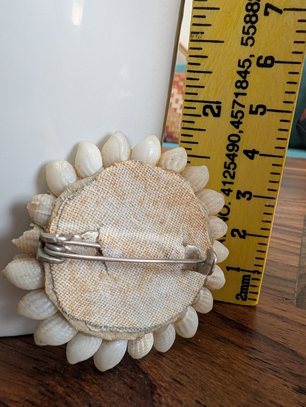 Vintage Handcrafted Shell Mosaic Sailor Valentine Statement Brooch Pin - Picture 3 of 5